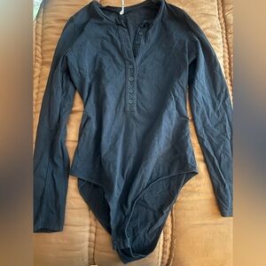 Reformation Black Long Sleeve Bodysuit